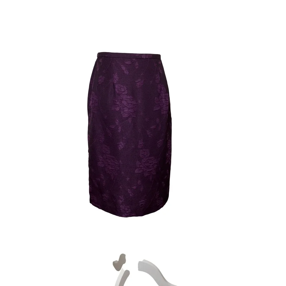 Vintage Jessica Howard Purple Floral Jacquard Skirt Suit‎ Set Size 6 Made in USA